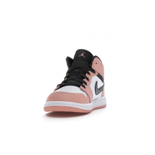 Кроссы Jordan 1 Mid Pink Quartz (PS) - детская сетка размеров