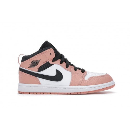 Кроссы Jordan 1 Mid Pink Quartz (PS) - детская сетка размеров