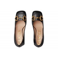 Gucci Horsebit 75mm Pump Black Leather
