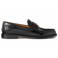 Gucci Interlocking G Loafers Black Green Red Web