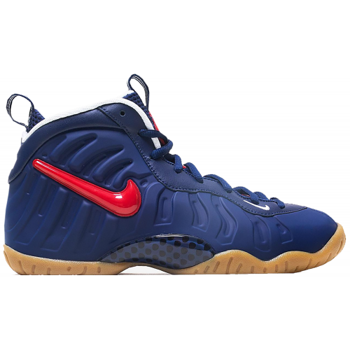 Кроссы Nike Air Foamposite Pro Blue Void University Red (GS) - подростковая сетка размеров