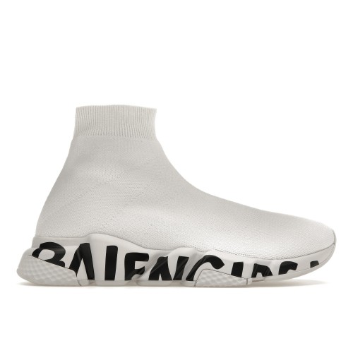 Кроссы Balenciaga Speed Graffiti Trainers White Black - мужская сетка размеров