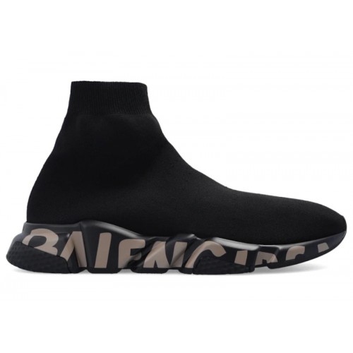 Кроссы Balenciaga Speed Graffiti Trainers Black Dark Beige - мужская сетка размеров