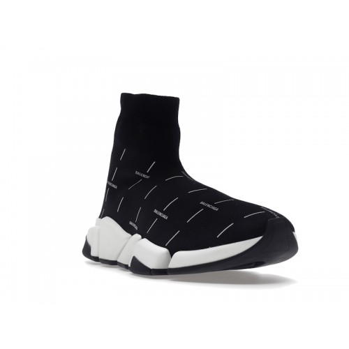 Кроссы Balenciaga Speed 2.0 Black White Logo - мужская сетка размеров
