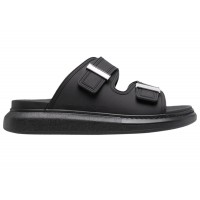 Женские Alexander McQueen Hybrid Buckled Rubber Sandals Black Silver (W)