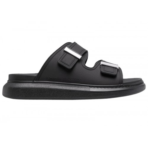 Alexander McQueen Hybrid Buckled Rubber Sandals Black Silver (W) - женская сетка размеров