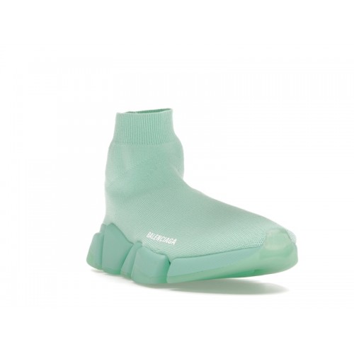 Кроссы Balenciaga Speed 2.0 Recycled Transparent Sole Green - мужская сетка размеров