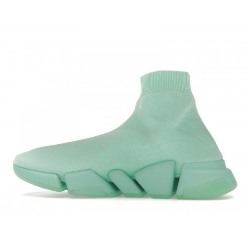 Кроссы Balenciaga Speed 2.0 Recycled Transparent Sole Green - мужская сетка размеров