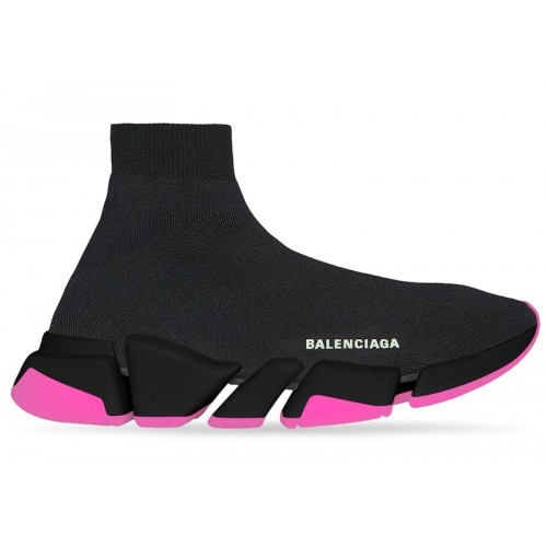 Кроссы Balenciaga Speed 2.0 Black Fluo Pink (W) - женская сетка размеров