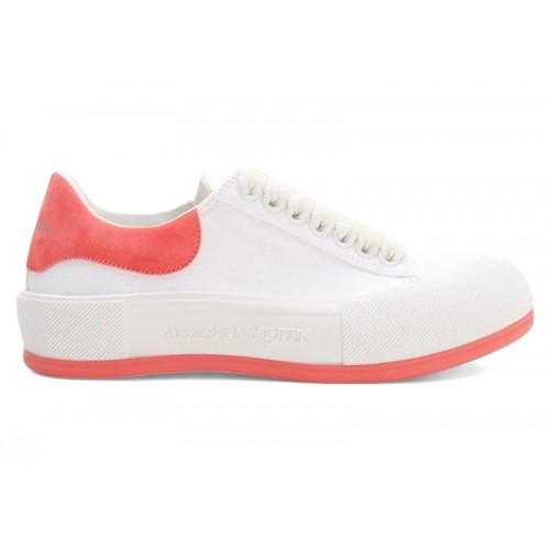 Alexander McQueen Deck Skate Plimsoll Lace-Up White Coral (W) - женская сетка размеров
