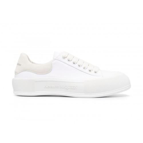 Кроссы Alexander McQueen Deck Skate Plimsoll Lace-Up White White - мужская сетка размеров