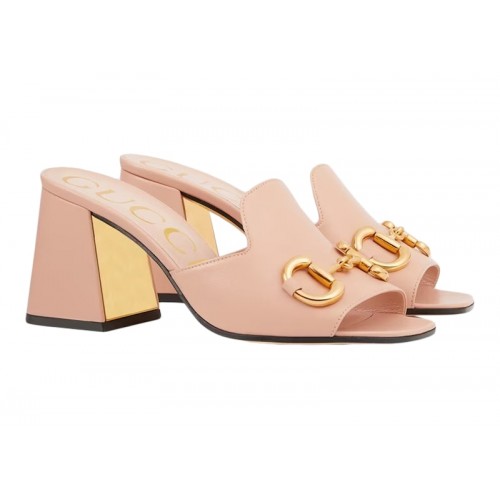 Gucci Horsbit 75mm Heeled Sandal Pink Leather - мужская сетка размеров