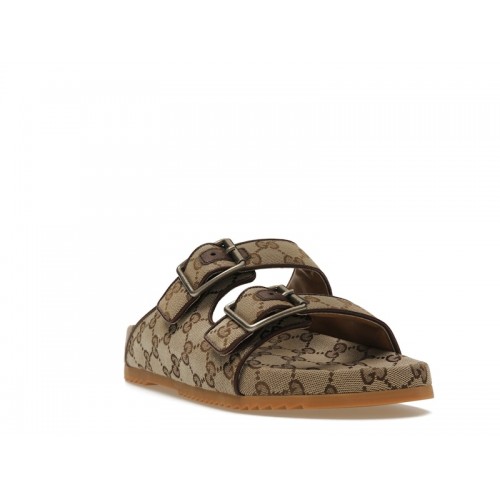 Gucci Strap Slide Sandal Beige Canvas - мужская сетка размеров