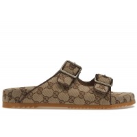 Gucci Strap Slide Sandal Beige Canvas