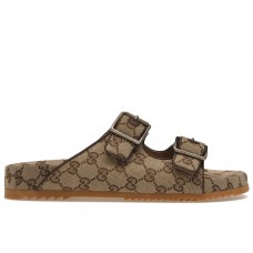 Gucci Strap Slide Sandal Beige Canvas