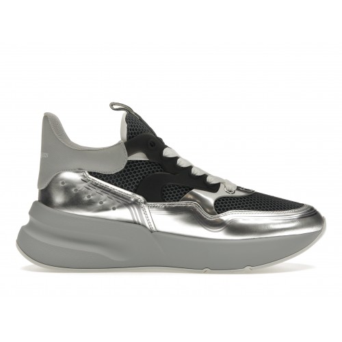 Кроссы Alexander McQueen Oversized Runner Silver - мужская сетка размеров