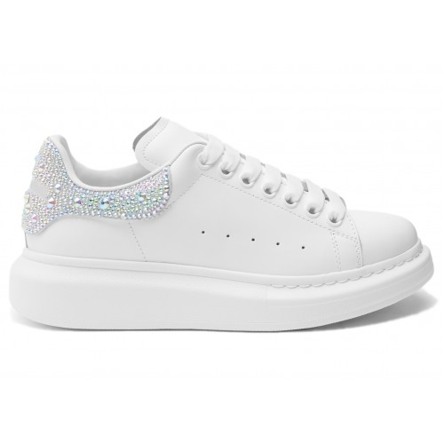 Кроссы Alexander McQueen Oversized White Crystal (W) - женская сетка размеров