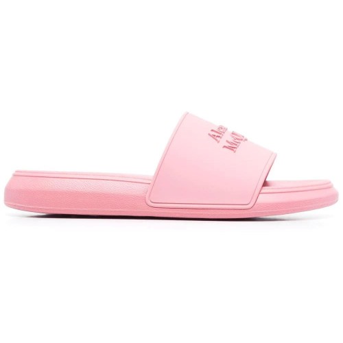 Кроссы Alexander McQueen Logo Slides Pink Pastel (W) - женская сетка размеров