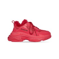 Кроссовки Balenciaga Triple S Faux Fur Burgundy