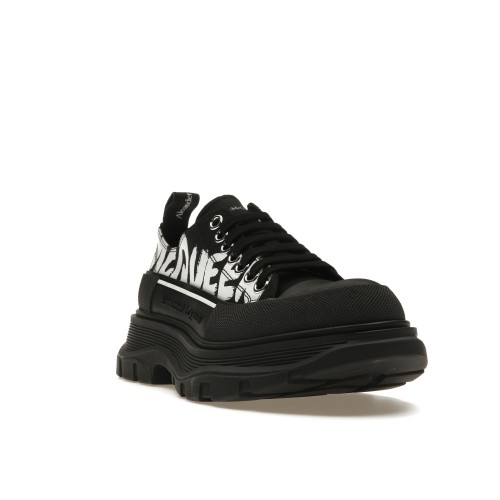 Кроссы Alexander McQueen Tread Slick Low Lace Up Canvas Graffiti Black White Black (W) - женская сетка размеров