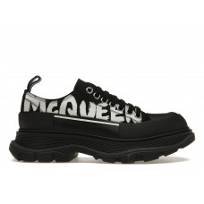 Женские кроссовки Alexander McQueen Tread Slick Low Lace Up Canvas Graffiti Black White Black (W)
