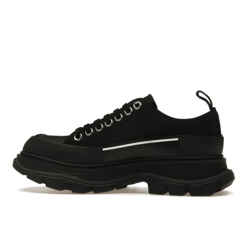 Кроссы Alexander McQueen Tread Slick Low Lace Up Canvas Graffiti Black White Black (W) - женская сетка размеров