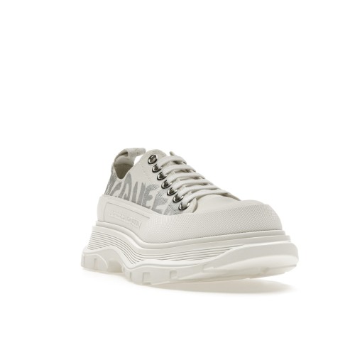 Кроссы Alexander McQueen Tread Slick Low Lace Up Graffiti White Silver (W) - женская сетка размеров
