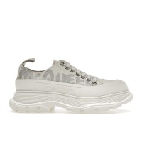 Женские кроссовки Alexander McQueen Tread Slick Low Lace Up Graffiti White Silver (W)