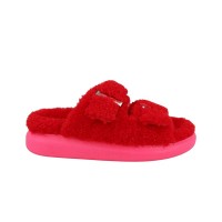 Женские Alexander McQueen Shearling Slides Red Pink (W)