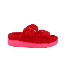 Женские Alexander McQueen Shearling Slides Red Pink (W)