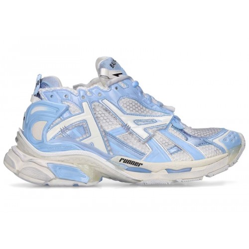 Кроссы Balenciaga Runner White Light Blue (W) - женская сетка размеров