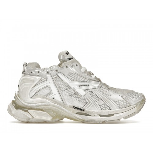 Кроссы Balenciaga Runner Leather Free White - мужская сетка размеров
