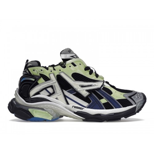 Кроссы Balenciaga Runner Green Blue Black Grey - мужская сетка размеров