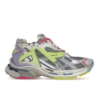 Кроссовки Balenciaga Runner Leather Free Grey Light Purple Neon Yellow White
