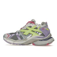 Кроссовки Balenciaga Runner Leather Free Grey Light Purple Neon Yellow White