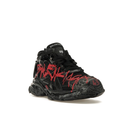 Кроссы Balenciaga Runner Graffiti Black Red - мужская сетка размеров