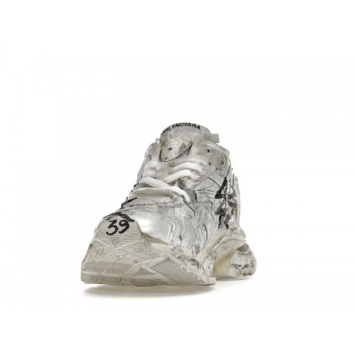 Кроссы Balenciaga Runner Graffiti White - мужская сетка размеров