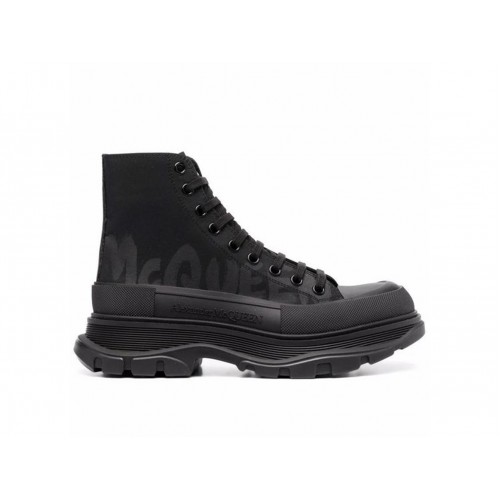 Кроссы Alexander McQueen Tread Slick Boot Graffiti Black Black - мужская сетка размеров