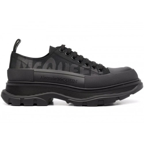 Кроссы Alexander McQueen Tread Slick Low Lace Up Black - мужская сетка размеров