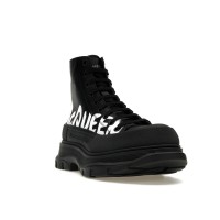 Alexander McQueen Tread Slick Boot Leather Graffiti Black White