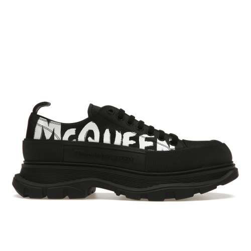 Alexander McQueen Tread Slick Low Lace Up Graffiti Black Black White - мужская сетка размеров