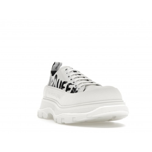 Кроссы Alexander McQueen Tread Slick Low Lace Up Leather Graffiti White Black White - мужская сетка размеров