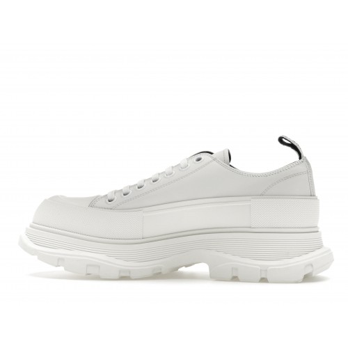 Кроссы Alexander McQueen Tread Slick Low Lace Up Leather Graffiti White Black White - мужская сетка размеров