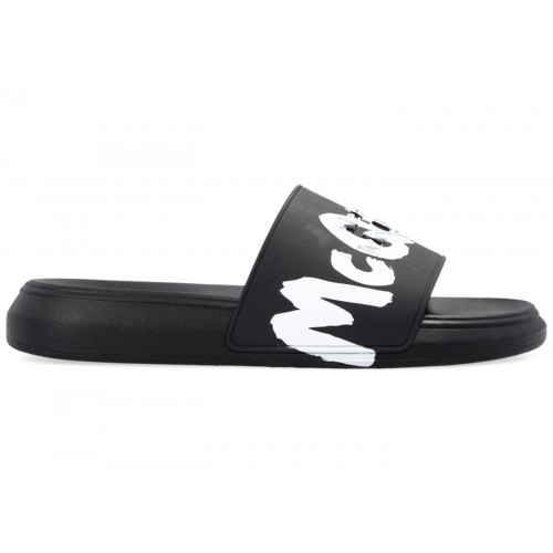 Alexander McQueen Grafitti Logo Slide Black White - мужская сетка размеров
