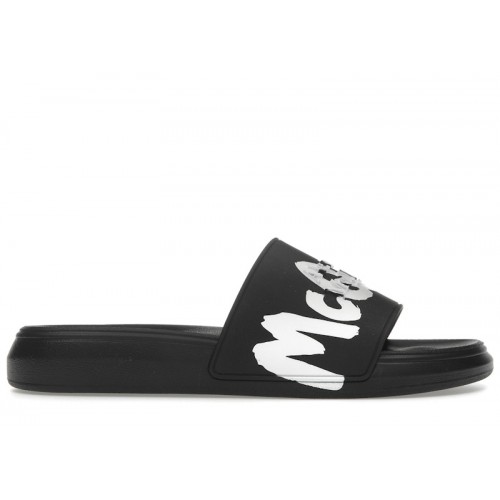 Alexander McQueen Grafitti Logo Slide Black White - мужская сетка размеров