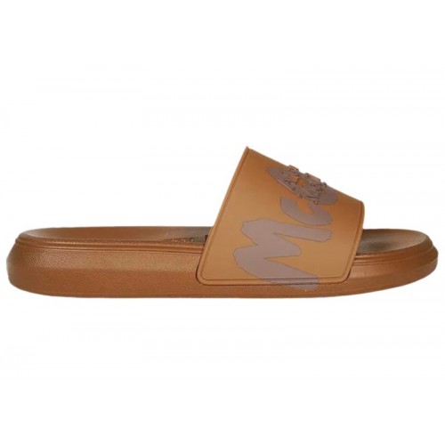 Alexander McQueen Pool Slide Graffiti Logo Brown