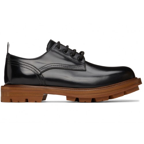 Alexander McQueen Shiny Derby Oxfords Black Brown - мужская сетка размеров