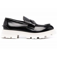 Alexander McQueen Contrast Sole Leather Penny Loafers Black White