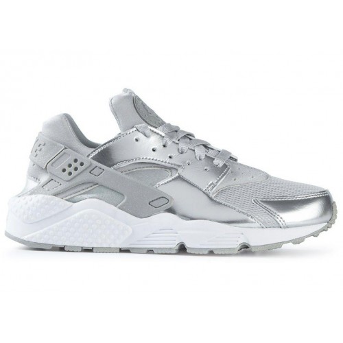 Кроссы Nike Air Huarache Metallic Silver (W) - женская сетка размеров