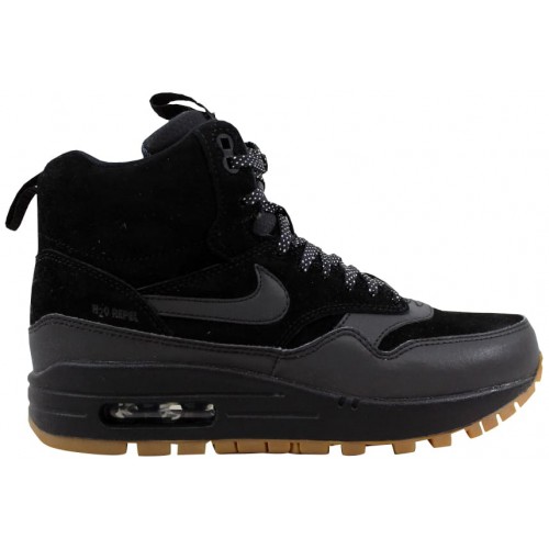 Кроссы Nike Air Max 1 Mid Sneakerboot Black/Black-Gum Medium Brown (W) - женская сетка размеров